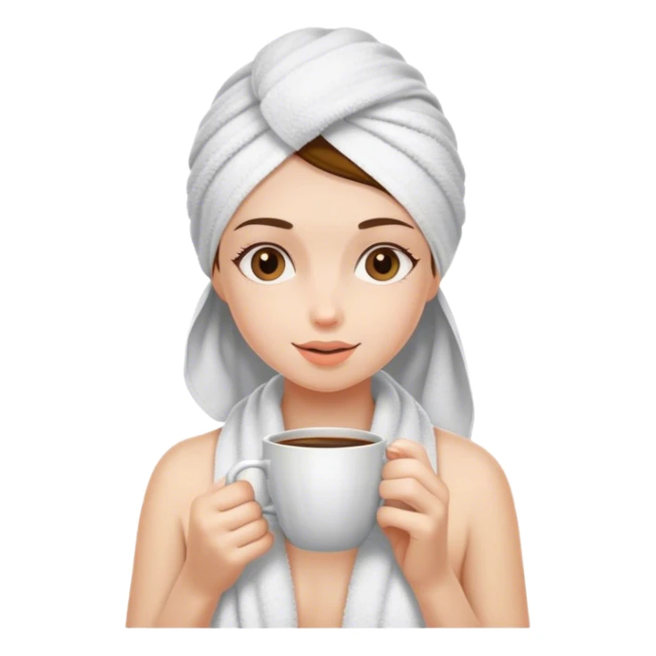 A girl in a towel on her head is drinking coffee sticker