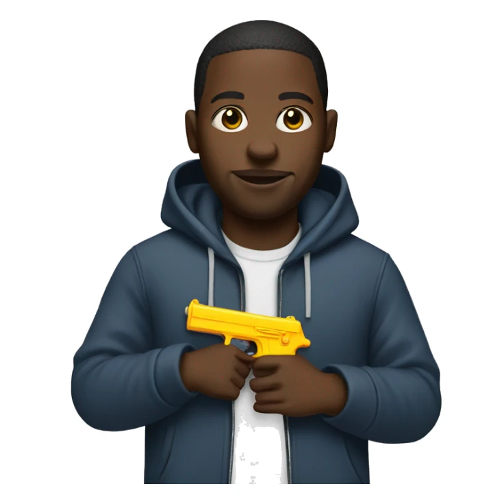 Black man with hoodie and water gun sticker