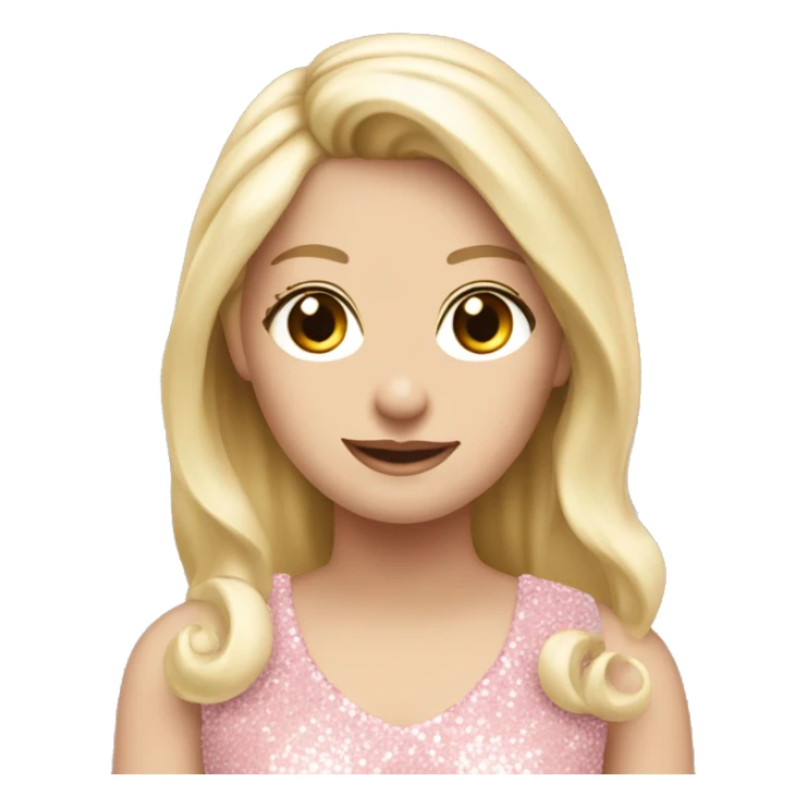 blonde whte girl in light pink sequins dress doing a carthweel sticker