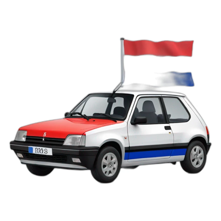 french flag with peugeot 205 sticker
