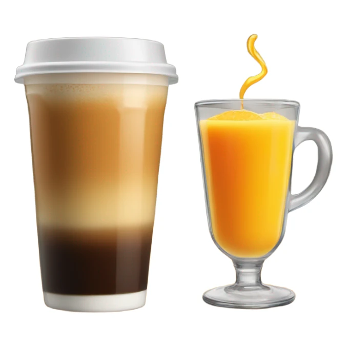 Cap of coffee with orange juice  sticker