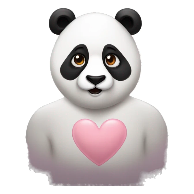 panda heart look on mounth with heart eyes sticker