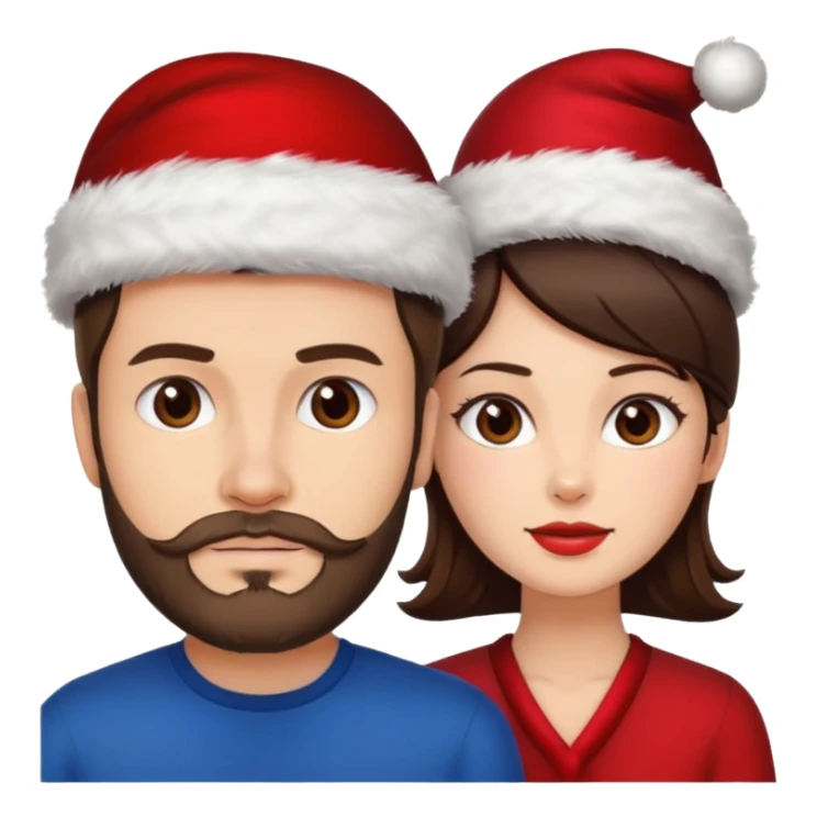 SCOTTISH MAN WITH STUBBLE AND BRUNETTE WOMAN WITH XMAS HAT sticker