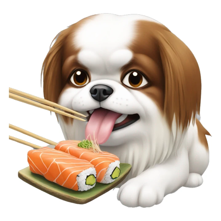 Japanese Chin dog eating sushi sticker