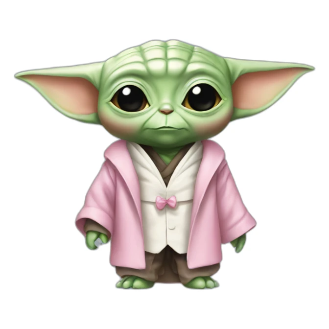 baby yoda in pink tuxedo sticker