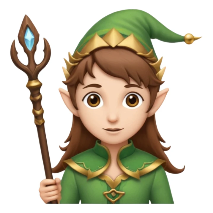 elf with staff brown hair sticker