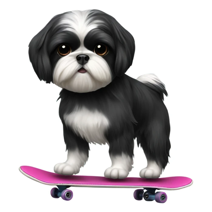 Black shih tzu skater  sticker