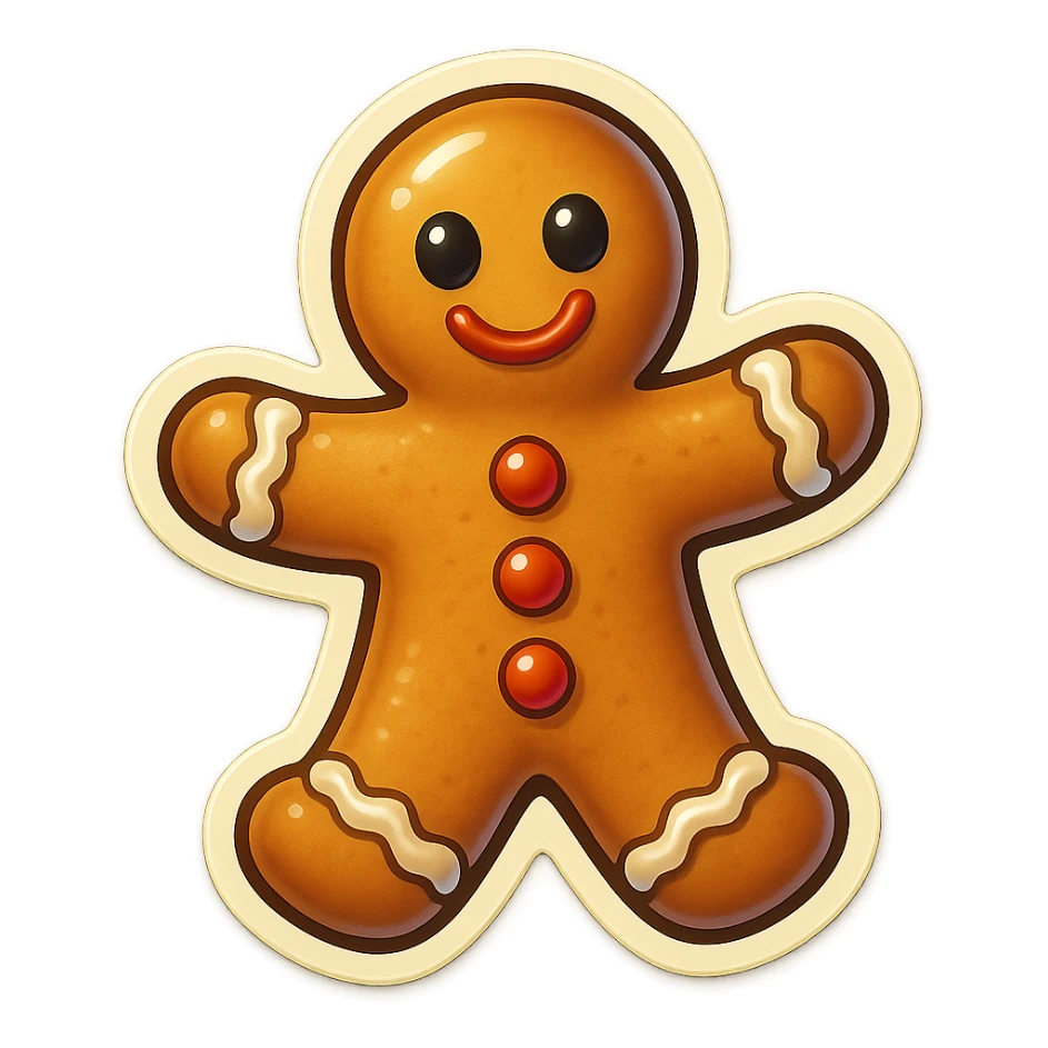 gingerbread man cookie, classic holiday style sticker