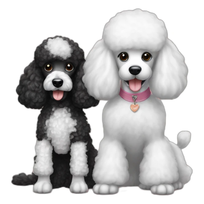 Black poodle and white poodle best friends sticker