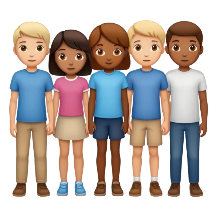 Seven boys and three girls standing together as a group sticker