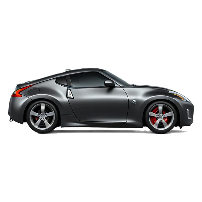 Side profile, Dark grey Nissan 370Z with front cash bar and no bumper sticker