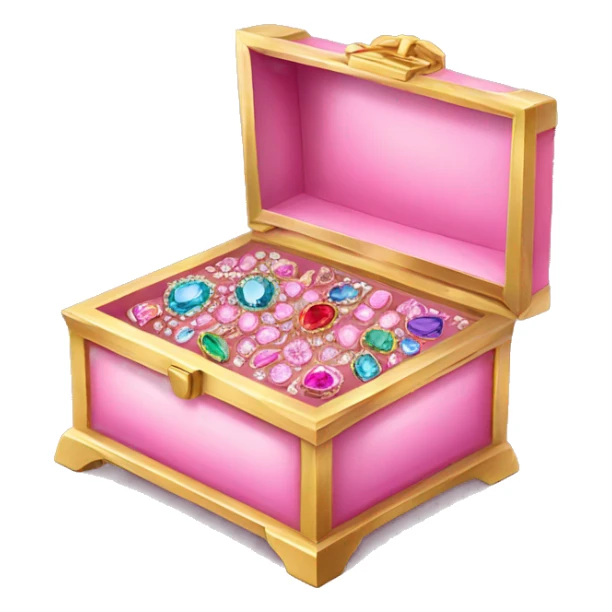 Pink jewelry box filled with jewels and diamonds sticker