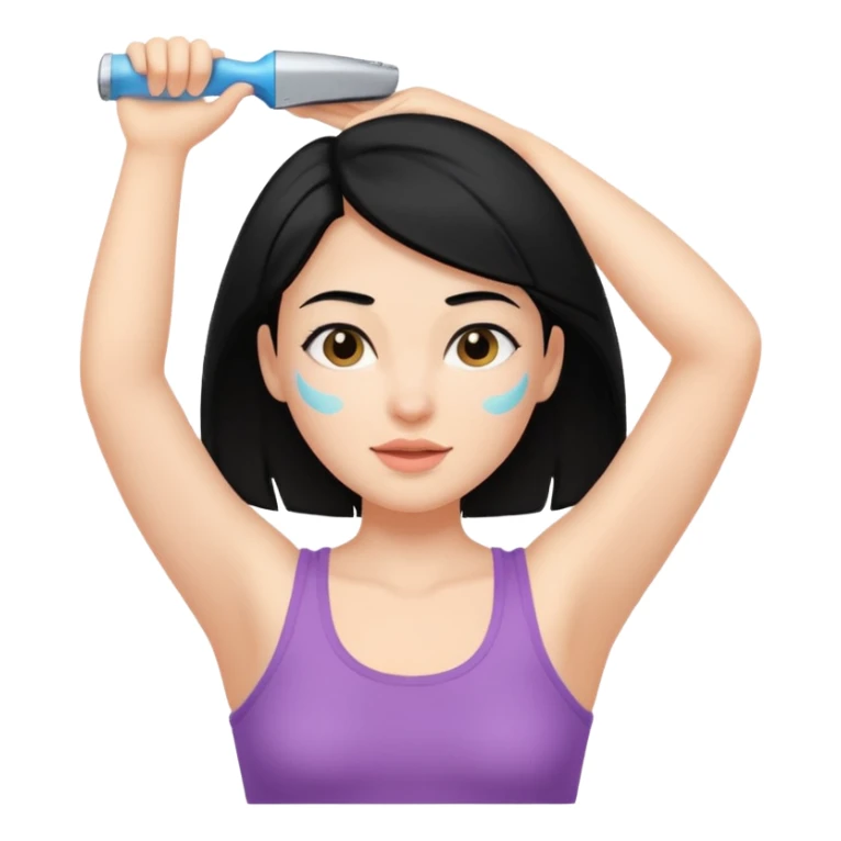 woman black long hair shaving armpit sticker