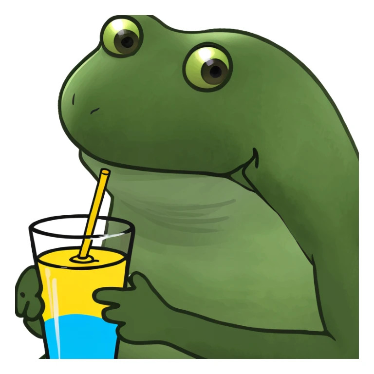 bufo the frog lounging with a drink, weekend vibes sticker