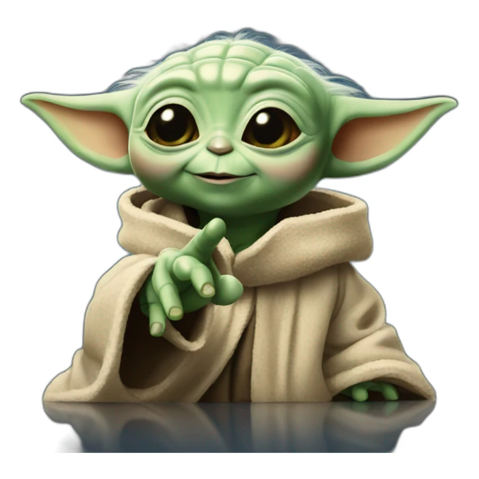 baby yoda making victory sign sticker