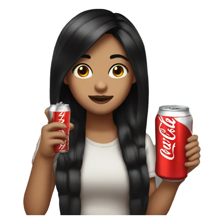 Girl with black hair  drinking coke  sticker