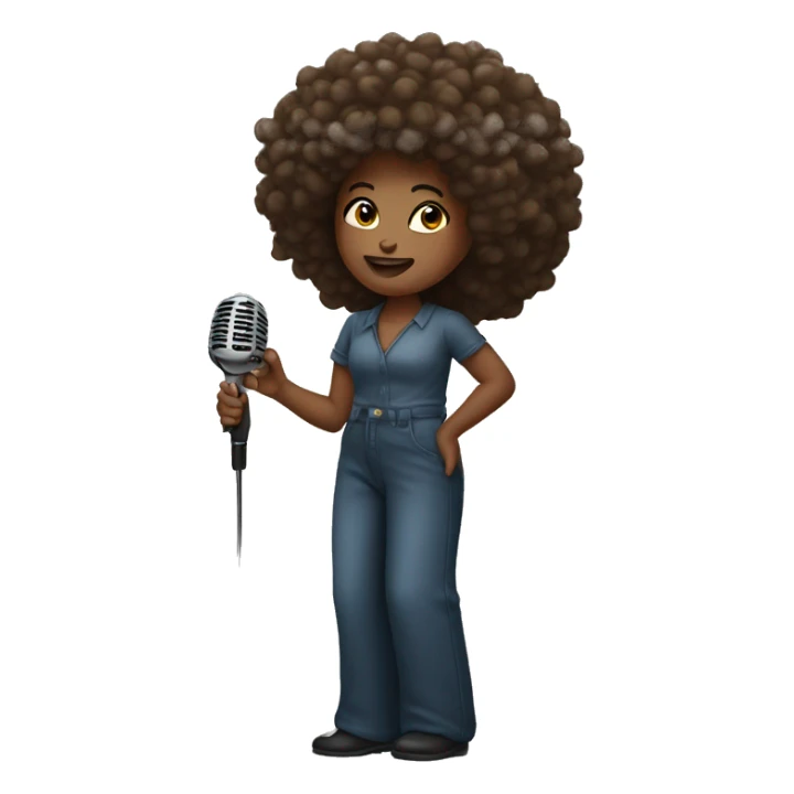 Afro girl holding a mic sticker
