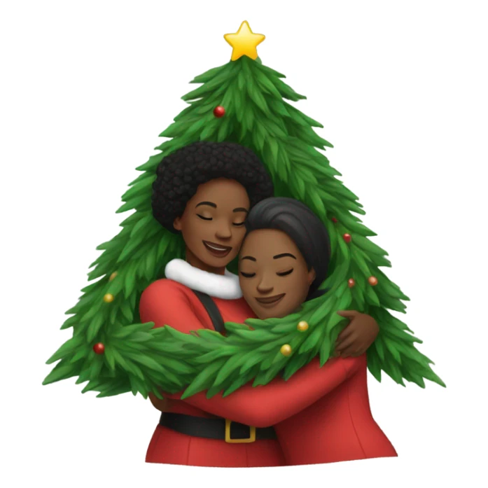 Christmas tree hug with black women sticker