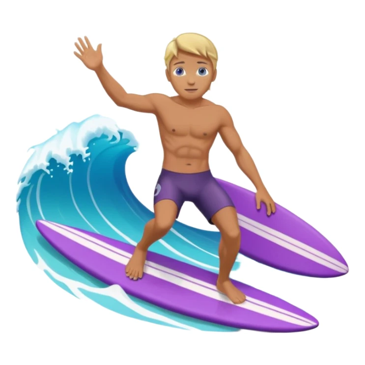 glitter surfer purple surf in wave ocean cian sticker