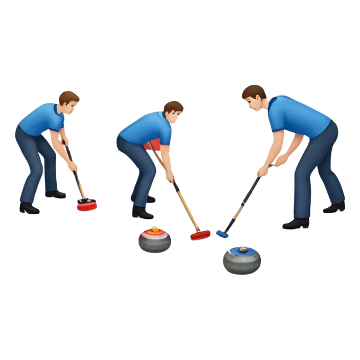 An icon showing a curling match on an indoor ice stadium, with a polished curling stone gliding toward the target and players sweeping. Spectators watch from stands, and flags hang above the rink. Transparent background highlights strategy and focus in the sport of curling. sticker