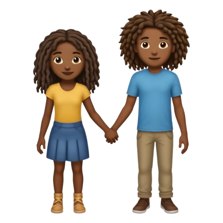 tall Darkskin man with dreads holding hands with a medium length curly haired brown girl  sticker