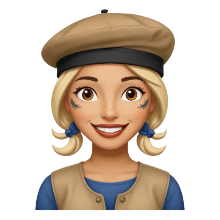 woman with tattooed faces wearing berets sticker