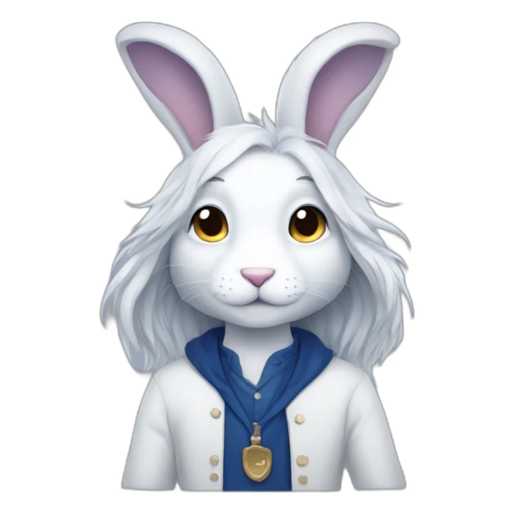 Male Anthro white rabbit with long dark blue hair sticker
