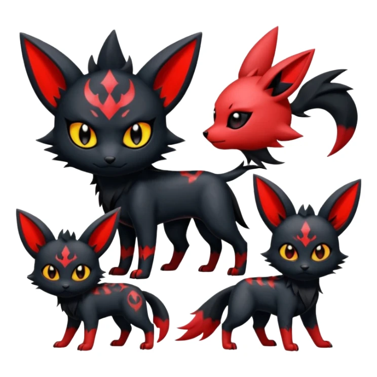  Shiny cute dark gloomy red gothic cool badass emo-Litten-Umbreon-Salandit-Jolteon-fusion sticker