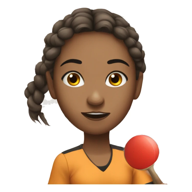 girl with brow hair play in  table tennis sticker