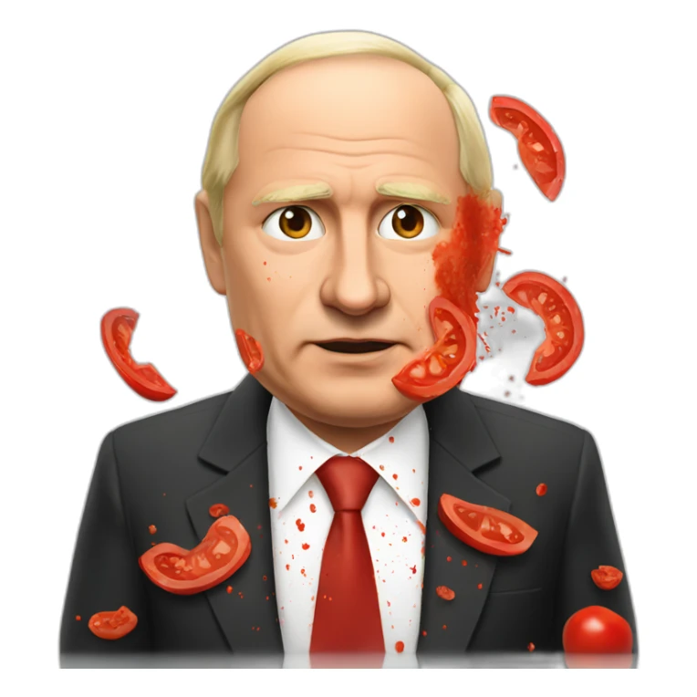 Vladimir Poutine shooting with tomato stains on his face sticker