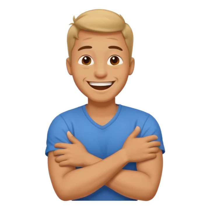 arms crossed holding neck laughing guy sticker