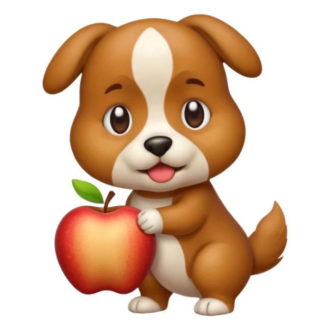 cartoon dog pooping apple style emoji sticker