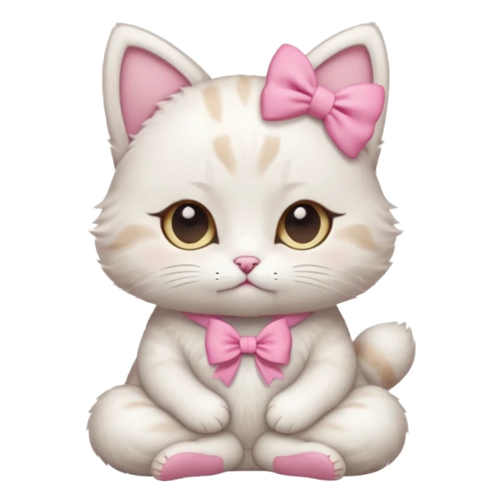 meditating cute cat with pink bow sticker