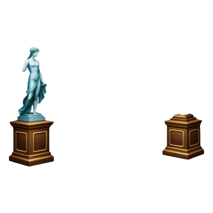 An icon featuring an elegant art gallery with classic paintings hanging on the walls, and sculptures displayed on pedestals. Visitors admire the exhibits, capturing the essence of culture, history, and art. Set against a transparent background. sticker