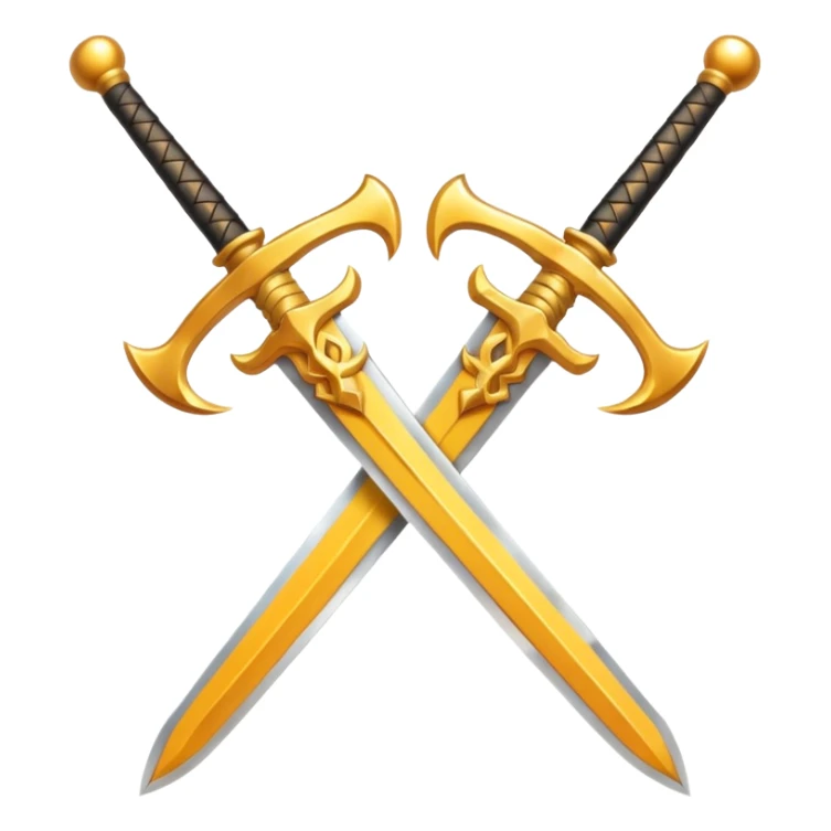 Two powerful on fire fully golden fiery royal crossed swords sticker