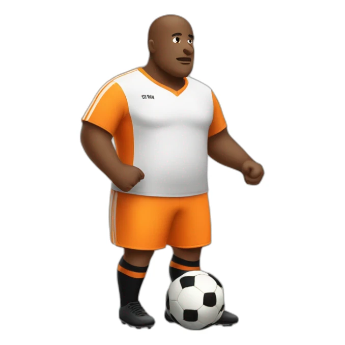 Fat man play soccer orange and black sticker