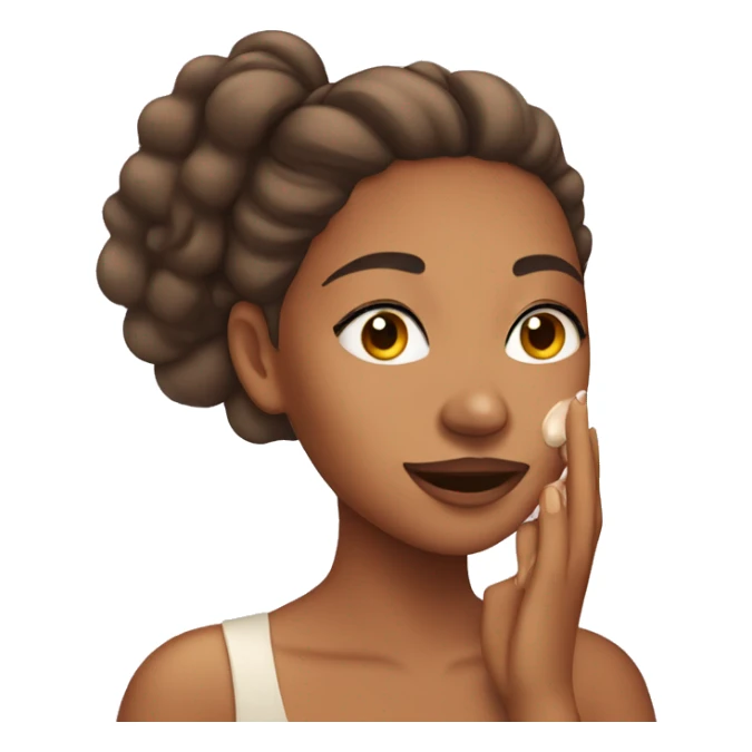 tan girl applying cream on face sticker