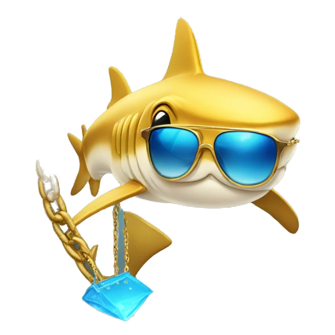 golden shark with chain and sunglasse sticker
