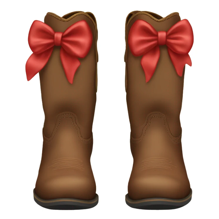 Brown cowgirl boots red bow sticker