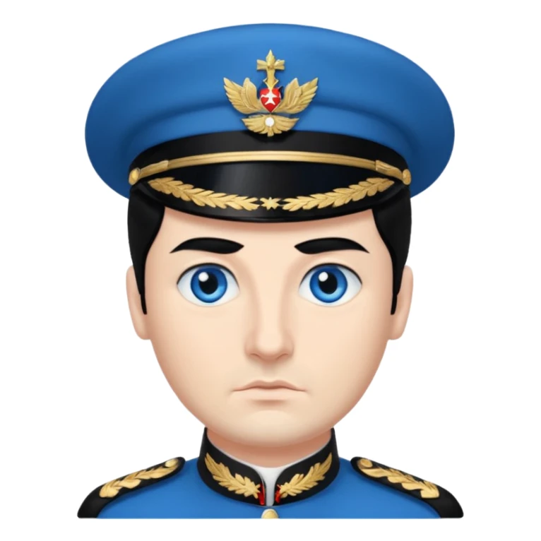Dictator with black hair blue eyes ,Georgian face  sticker