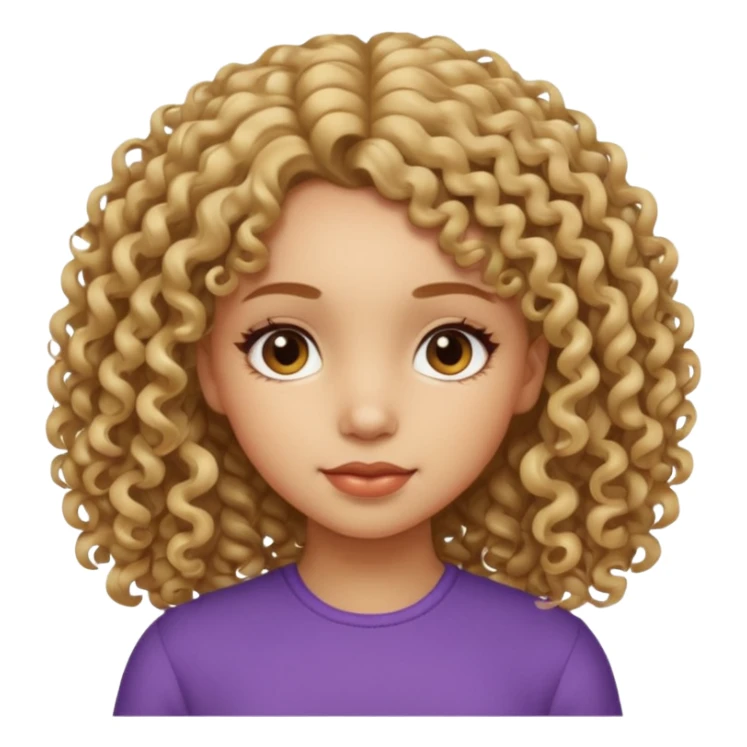 A girl with medium-length, curly hair without volume.  sticker