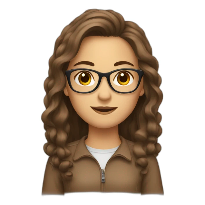 Girl with brown long thick hair and brown glasses driving a car sticker