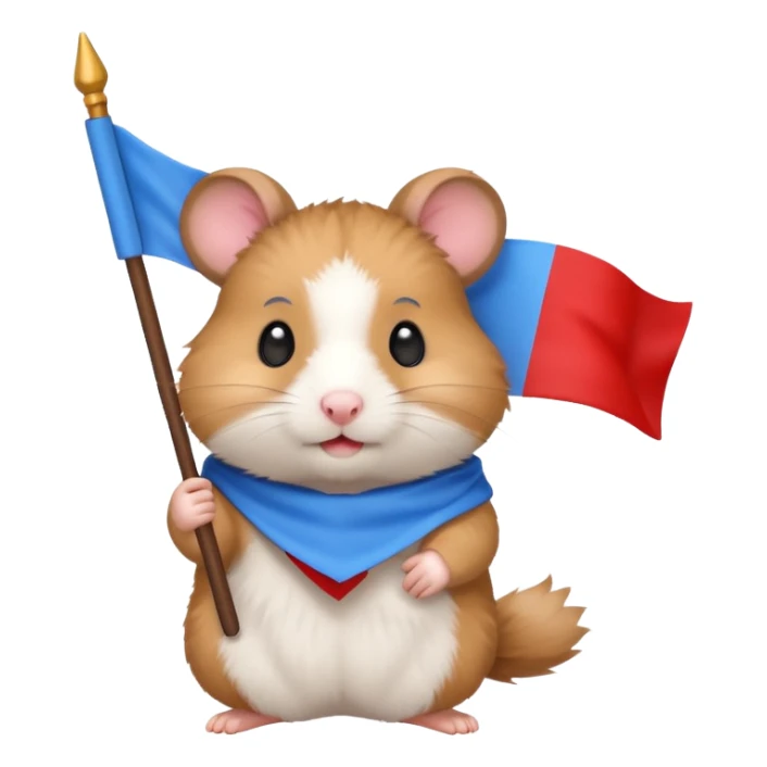 a hamster holding a white-blue-red flag emoji sticker