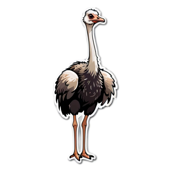an ostrich raising its hand to volunteer for something sticker