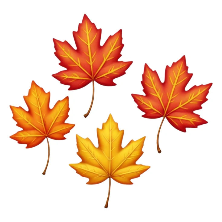 3 autumn leaves, horizontally, blowing in the wind, to the left, white background sticker
