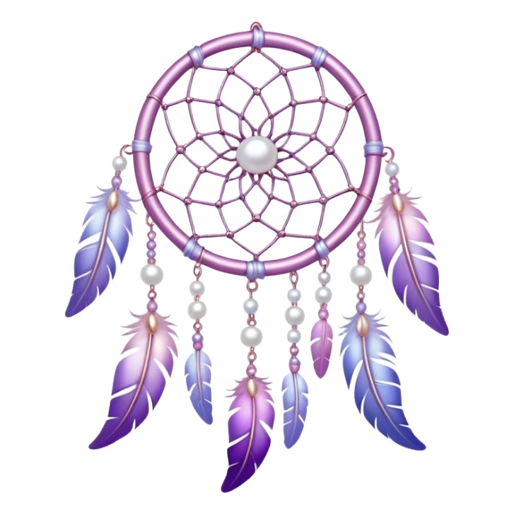 Iridescent Pastel white-pink-Violet-purple lavender dreamcatcher, white bead pearls, silver accents, rose metal  sticker