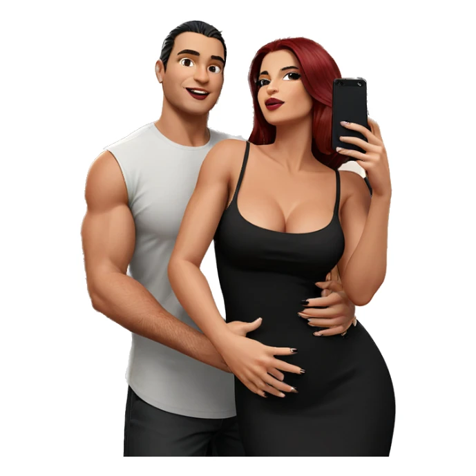couple selfie in black dress sticker