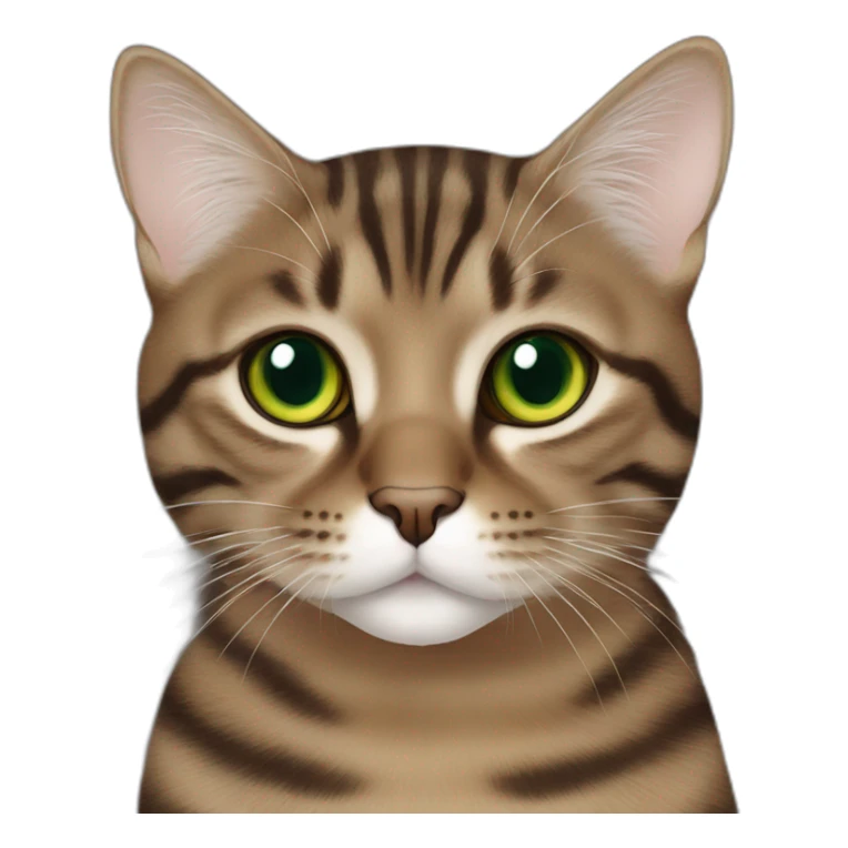 Dark Brown europen tabby cat Green eyes, beige mouth sticker