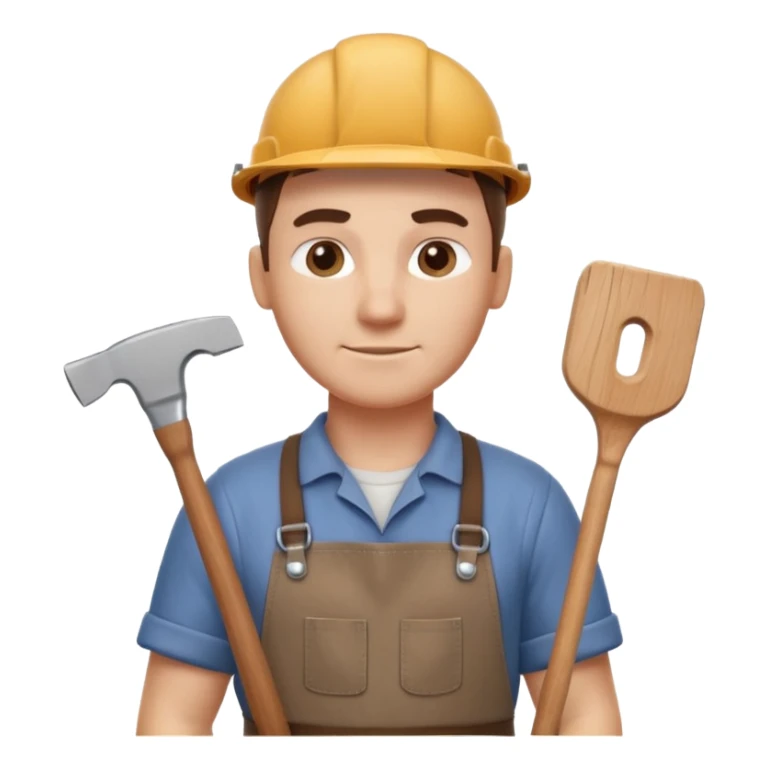 carpenter portrait, head and shoulders only, wearing work apron, wooden tools visible, focused friendly expression, workshop vibe, 3D cartoon, mobile game icon style, clean background, no text, no watermark
 sticker