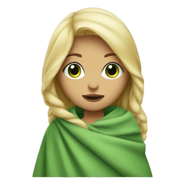 Blonde girl with green eyes wrapped in blanket  sticker